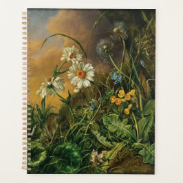 Agenda Um chão de floresta com margaridas, primroses, ...