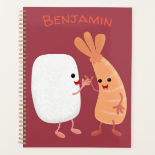 Agenda Um desenho animado de amigos de camarão de sushi