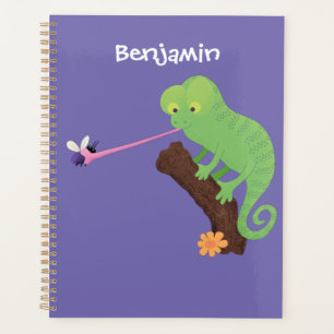 Agenda Um desenho animado verde-feliz chameleon lagarto