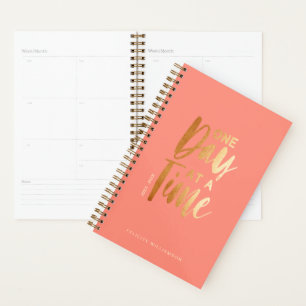 Agenda Um dia de cada vez   Inspiração Dourada e coral
