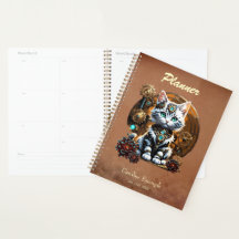 Um gatinho pequeno e fofo no estilo steampunk.