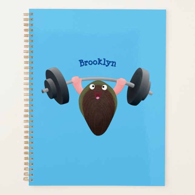 Agenda Um mexilhão engraçado trabalhando na ilustração de (Frente)