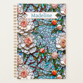 Agenda Um Padrão Bonito Faux Mosaico Floral Personalizado