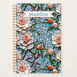 Agenda Um Padrão Bonito Faux Mosaico Floral Personalizado