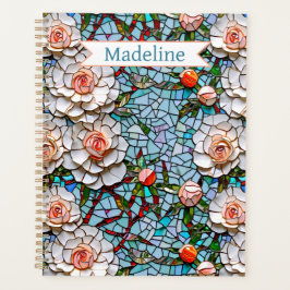 Agenda Um Padrão Bonito Faux Mosaico Floral Personalizado