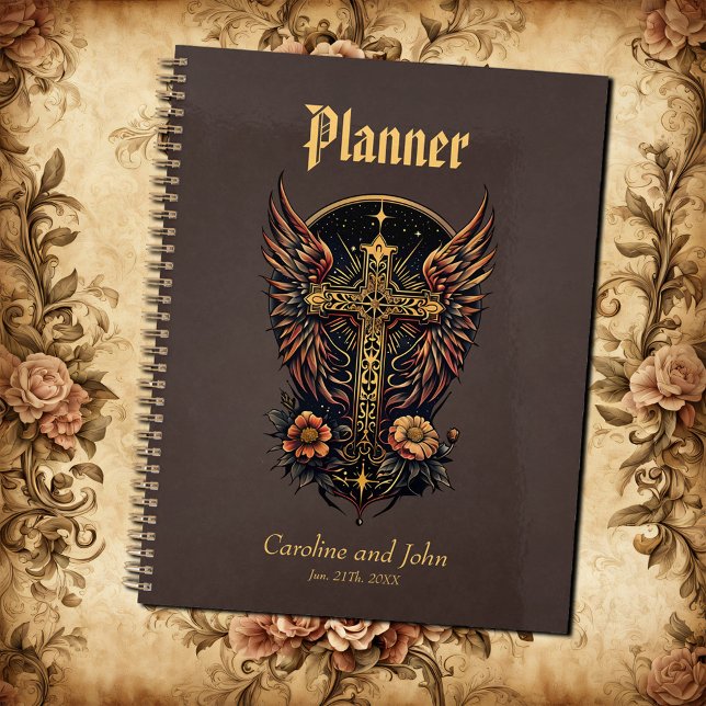 Agenda Um símbolo de força: O ornamentado cruza com asas. (Criador carregado)