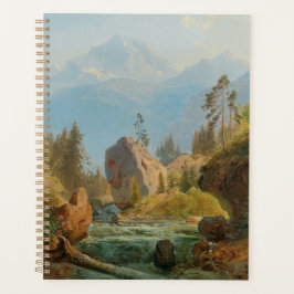 Agenda Uma paisagem de montanha com Creek - Albert Zimmer