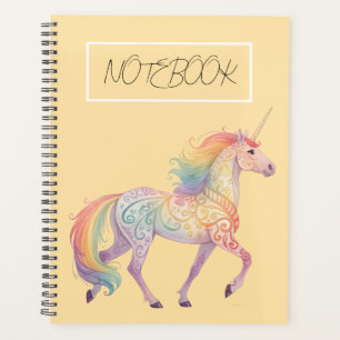 Agenda Unicórnio Arco-íris Mágico Personalizado