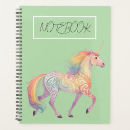 Agenda Unicórnio Arco-Íris Mágico Personalizado