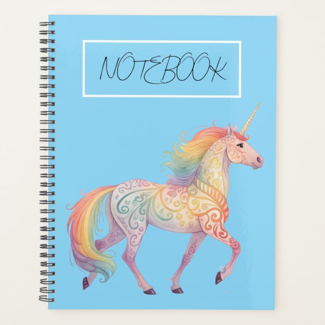 Agenda Unicórnio Arco-íris Mágico Personalizado  (Frente)
