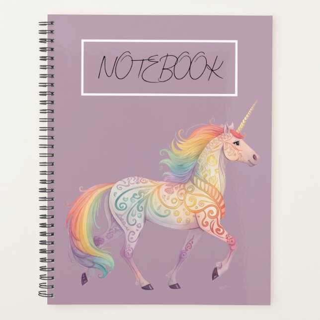 Agenda Unicórnio Arco-íris Mágico Personalizado  (Frente)
