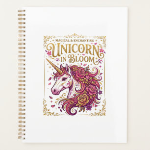 Agenda Unicórnio em Flor Desenho Elegante Zazzle_1