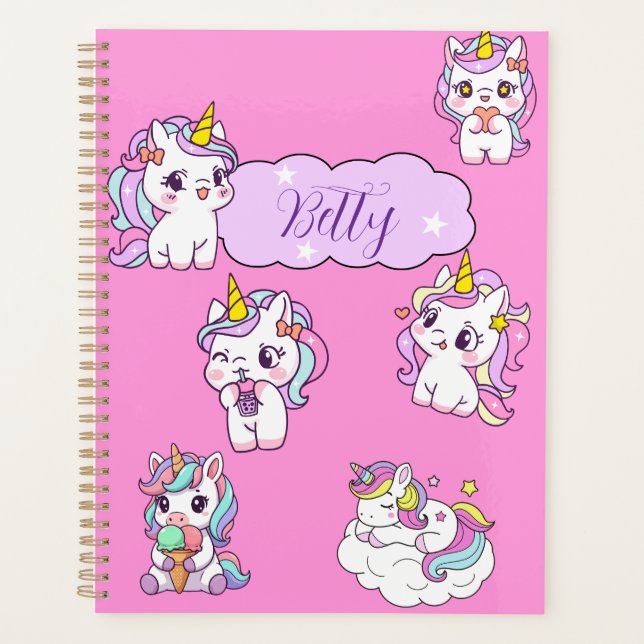 Agenda Unicórnio Fofo Personalizado  (Frente)