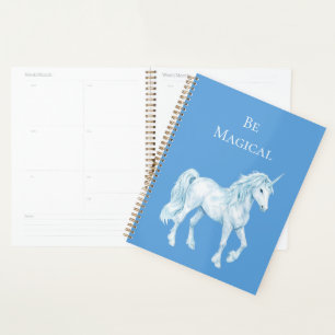 Agenda Unicórnio Mágico Branco Azul Água