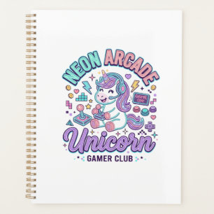 Agenda Unicórnio Neon Arcade Unicórnio Estilo Retro Produ