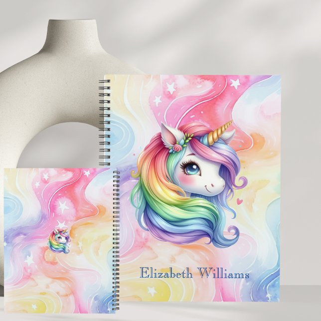 Agenda Unicórnio Personalizável e Design Arco-Íris para M (Criador carregado)