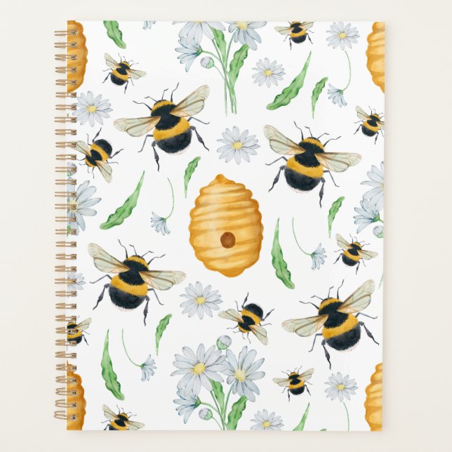 Agenda Unique Floral Honey Bees Planner Journal (Frente)