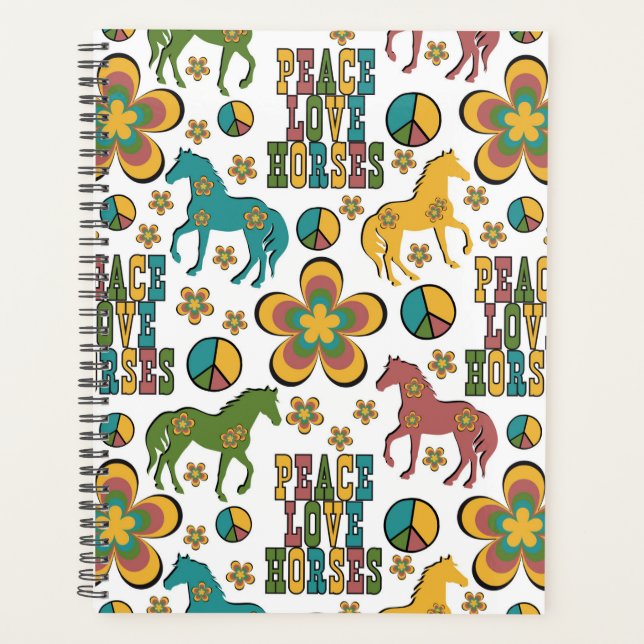 Agenda Unique Peace Love Horses Planner Journal (Frente)