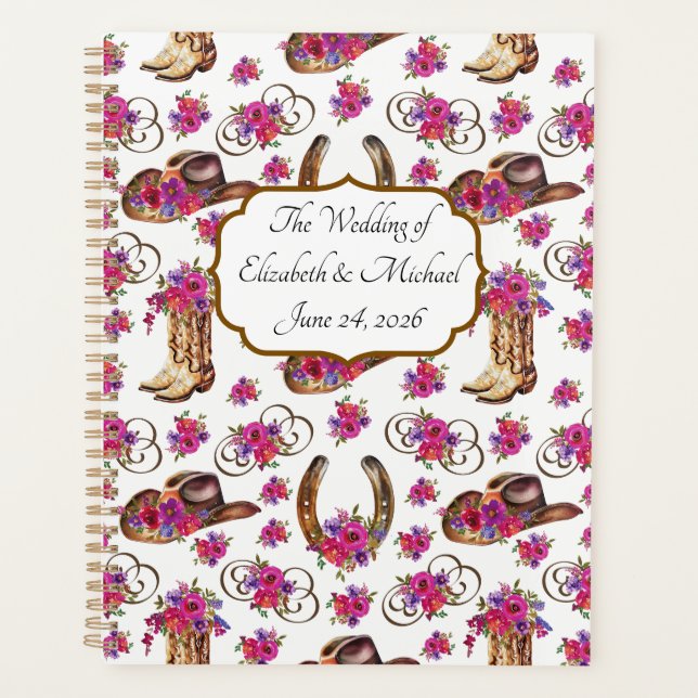 Agenda Unique Rustic Wedding Planner for Bride & Groom (Frente)