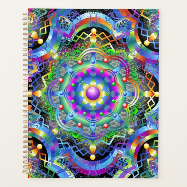 Agenda Universo Mandala Cores Psicodélicas (Frente)