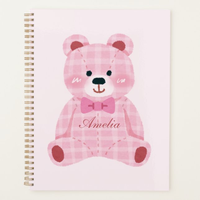 Agenda Ursinho Gingham Rosa (Frente)