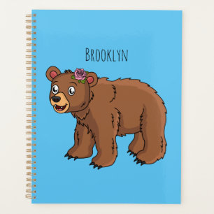 Agenda Urso bonito com ilustração de desenho animado de