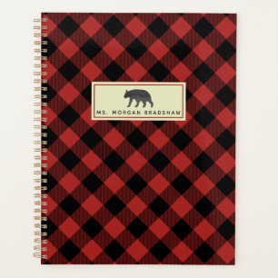 Agenda Urso de Aquarela de Xadrez de Buffalo Personalizad