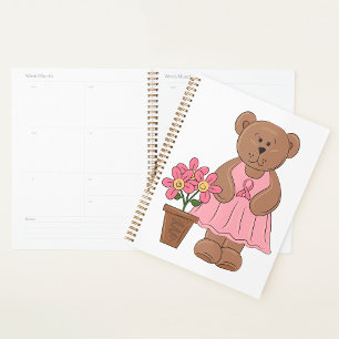Agenda Urso de Consciência do Cancer em Vestido Rosa