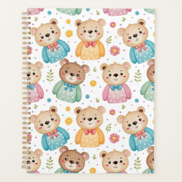 Agenda Urso de pelúcia e flores