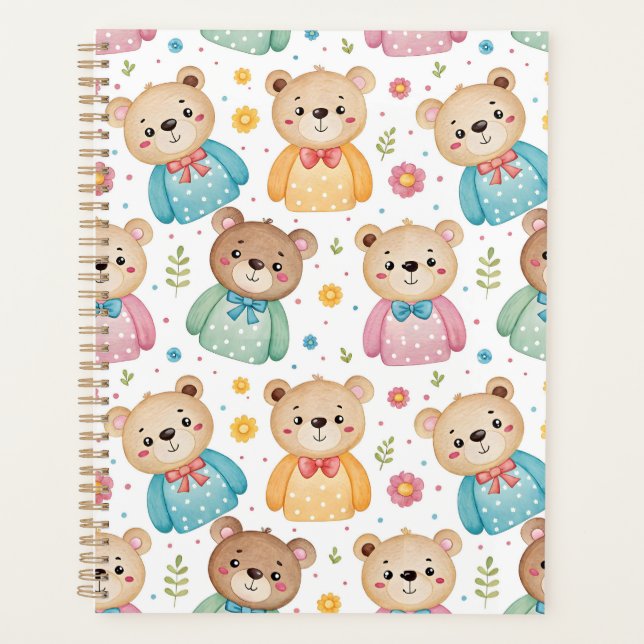 Agenda Urso de pelúcia e flores (Frente)