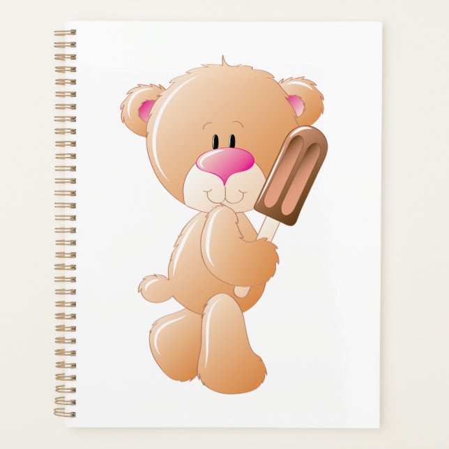 Agenda Urso de Pelúcia Segurando Picolé de Sorvete de Cho (Frente)