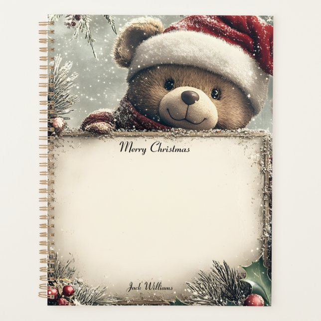 Agenda Urso de Teddy Bonito com Decorações de Natal - Fes (Frente)