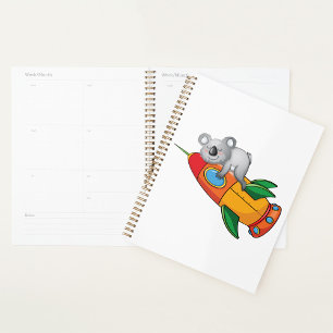 Agenda Urso Em Um Planner De Espiral De Foguete