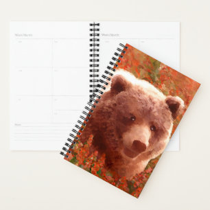 Agenda Urso Grizzly na Pintura de Arte Selvagem com Algas