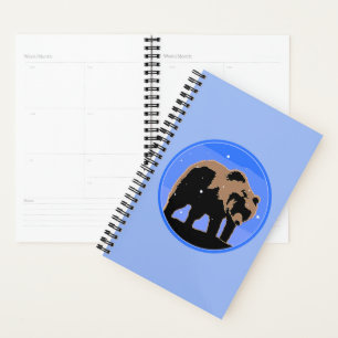 Agenda Urso Grizzly no inverno - Arte original sobre a vi