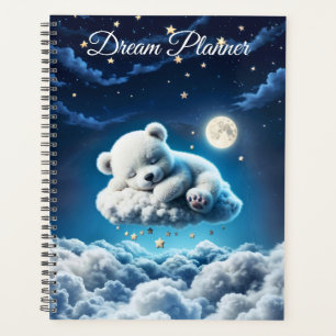 Agenda Urso mágico, sonhadora, noite pastel, arte azul
