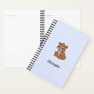 Agenda Urso marrom fofo azul
