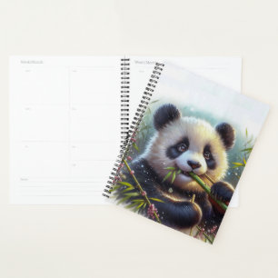Agenda Urso Panda Adorável Comendo Bambu
