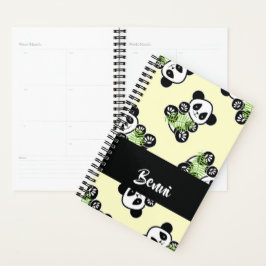 Agenda Urso-panda com folhas verdes de bambu