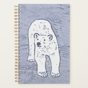 Agenda Urso Polar na Pintura do Gelo - Arte Original da V