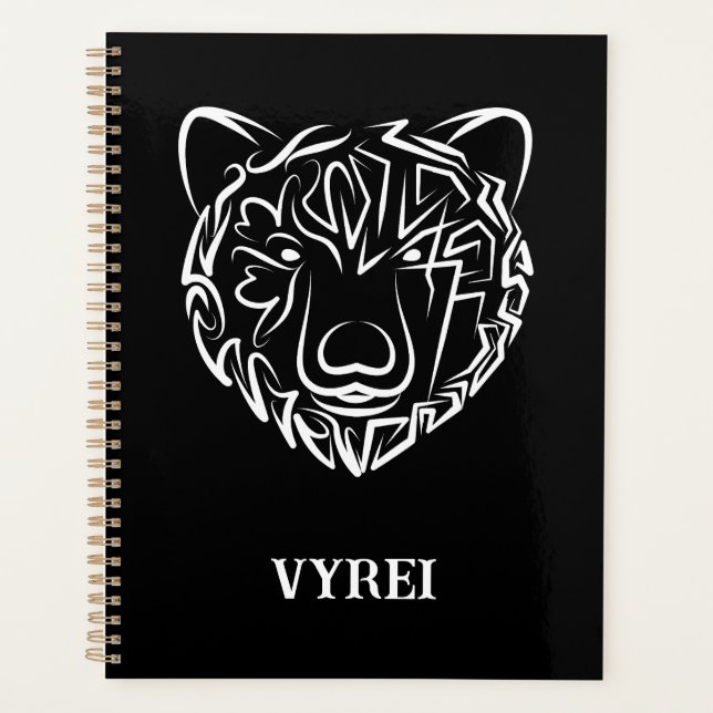 Agenda Urso Tribal Negro e Branco (Frente)