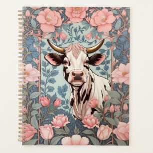 Agenda Vaca branca com fundo plano rosa