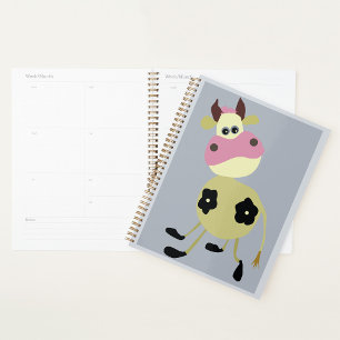 Agenda Vaca de desenho animado excêntrico, divertido anim