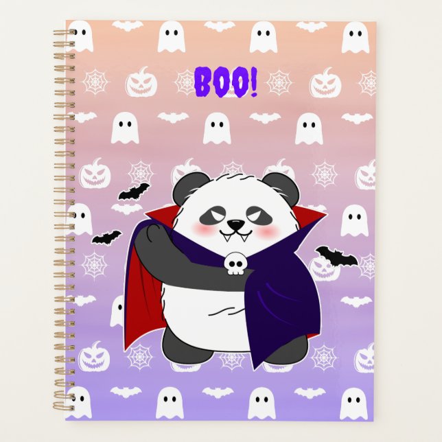 Agenda Vampiro do Bebê Cute do Halloween Panda Dracula (Frente)