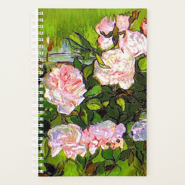 Agenda Van Gogh ainda vive com rosas rosa (Frente)