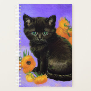 Agenda Van Gogh Black Kitten com Girassóis