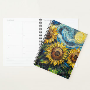 Agenda Van Gogh girassol e noite estrelada