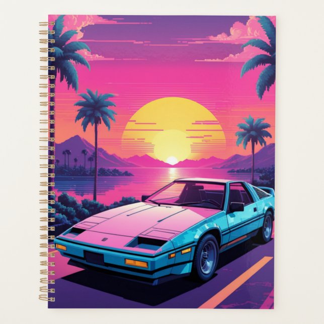 Agenda Vaporwave Futurística - Planner De Automóveis Desp (Frente)