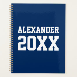 Agenda Variedade esportes azuis, nome personalizado branc