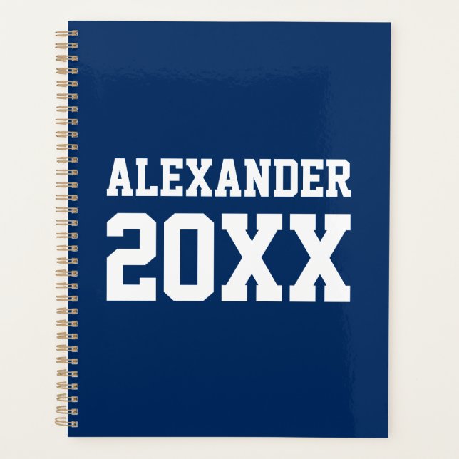 Agenda Variedade esportes azuis, nome personalizado branc (Frente)